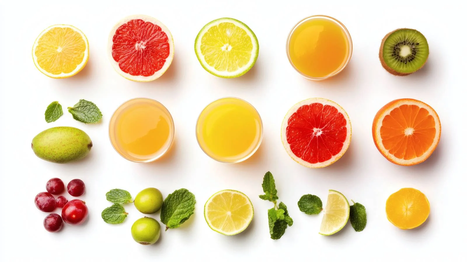 Assorted Juice and Smoothie Ingredients on White Background — free download from Dotvec