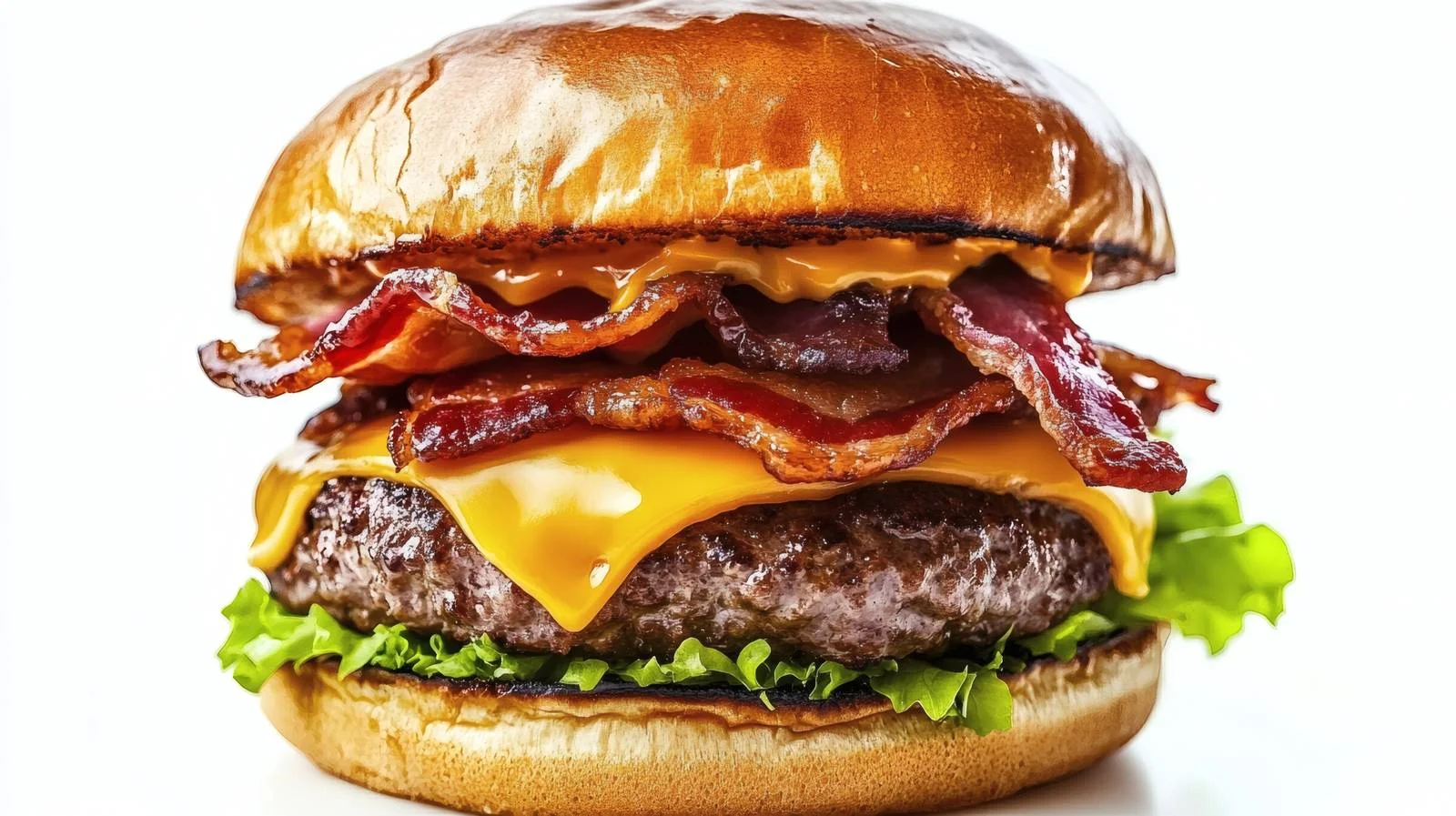 Succulent Gourmet Bacon Cheeseburger White Background — free download from Dotvec