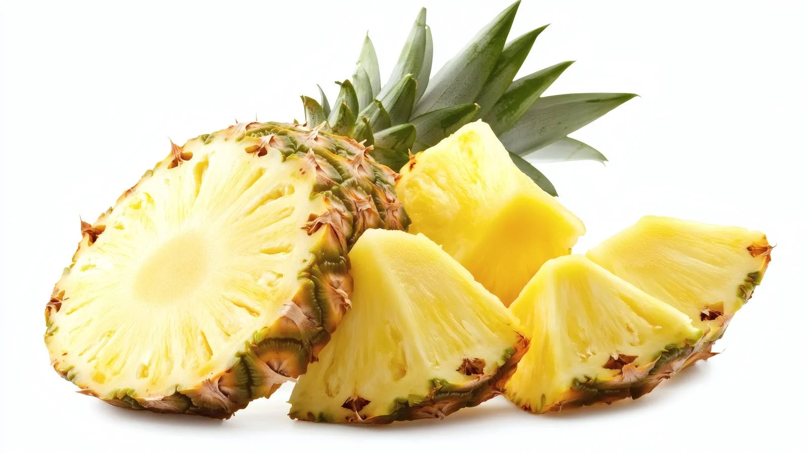 Fresh Pineapple Chunks on White Background — free download from Dotvec
