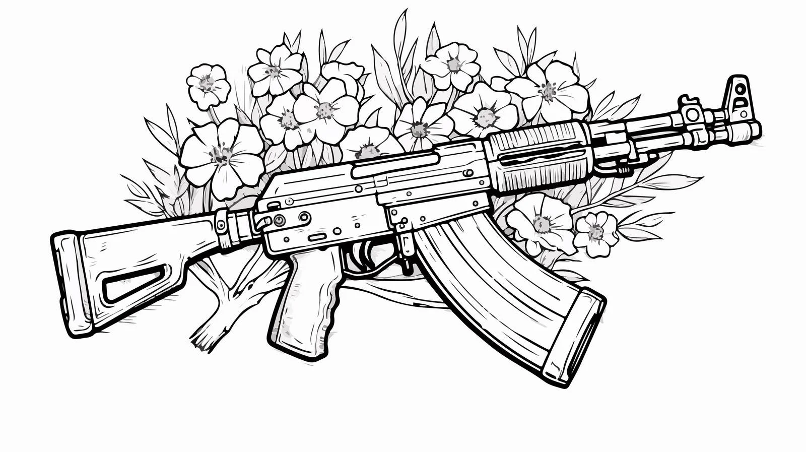 Kalashnikov Rifle with Cartridge Magazine — free download from Dotvec