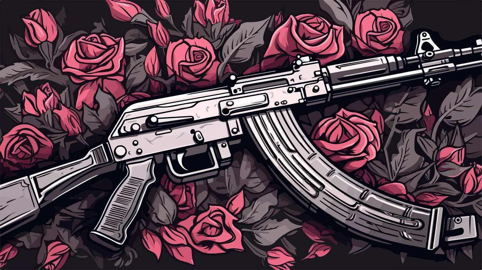 Kalashnikov Rifle with Cartridge Magazine — free download from Dotvec