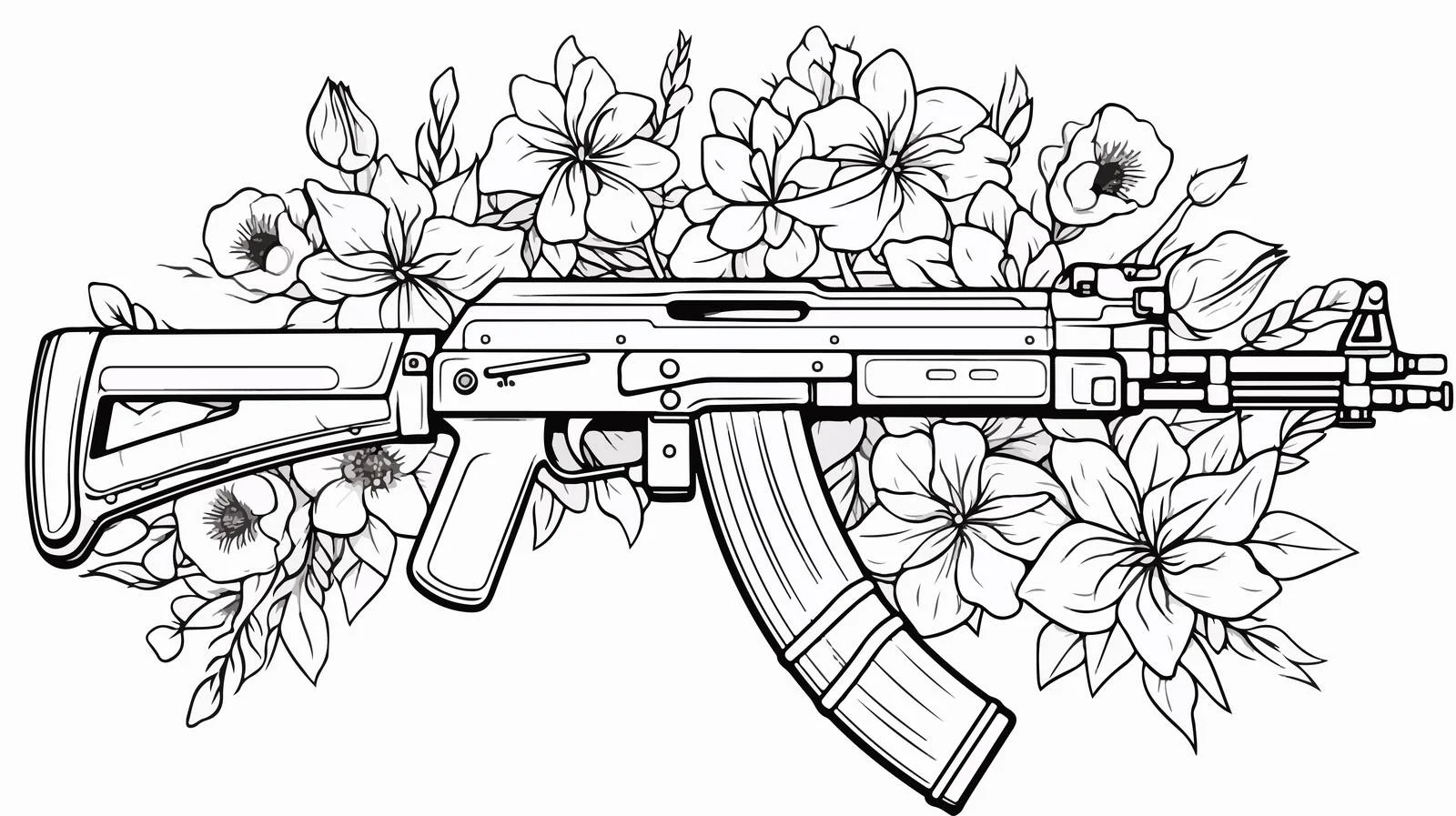 Kalashnikov Rifle with Cartridge Magazine — free download from Dotvec