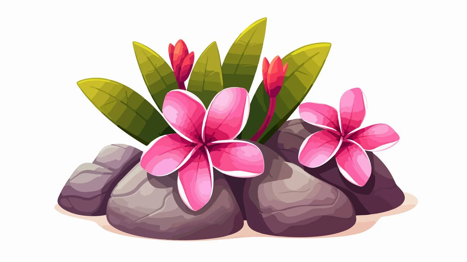 Stone Landscape with Kamboja & Plumeria — free download from Dotvec