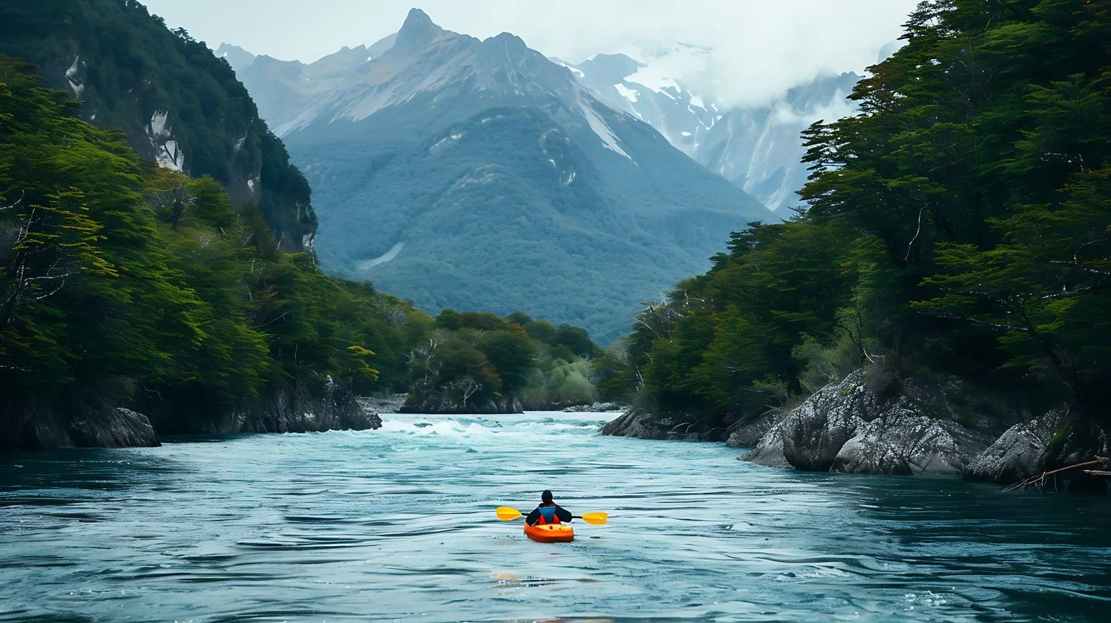 Thrilling Kayaker on Futaleufu River Rapids — free download from Dotvec