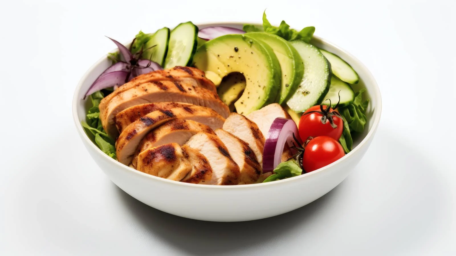 Healthy Keto Avocado Chicken Lunch White Background — free download from Dotvec