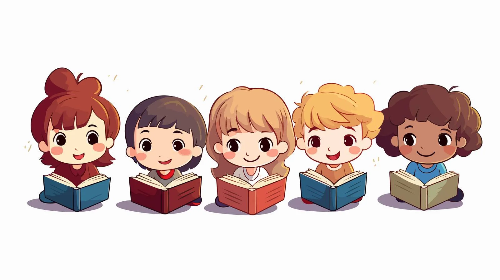 Children Enjoying Reading Illustration — free download from Dotvec