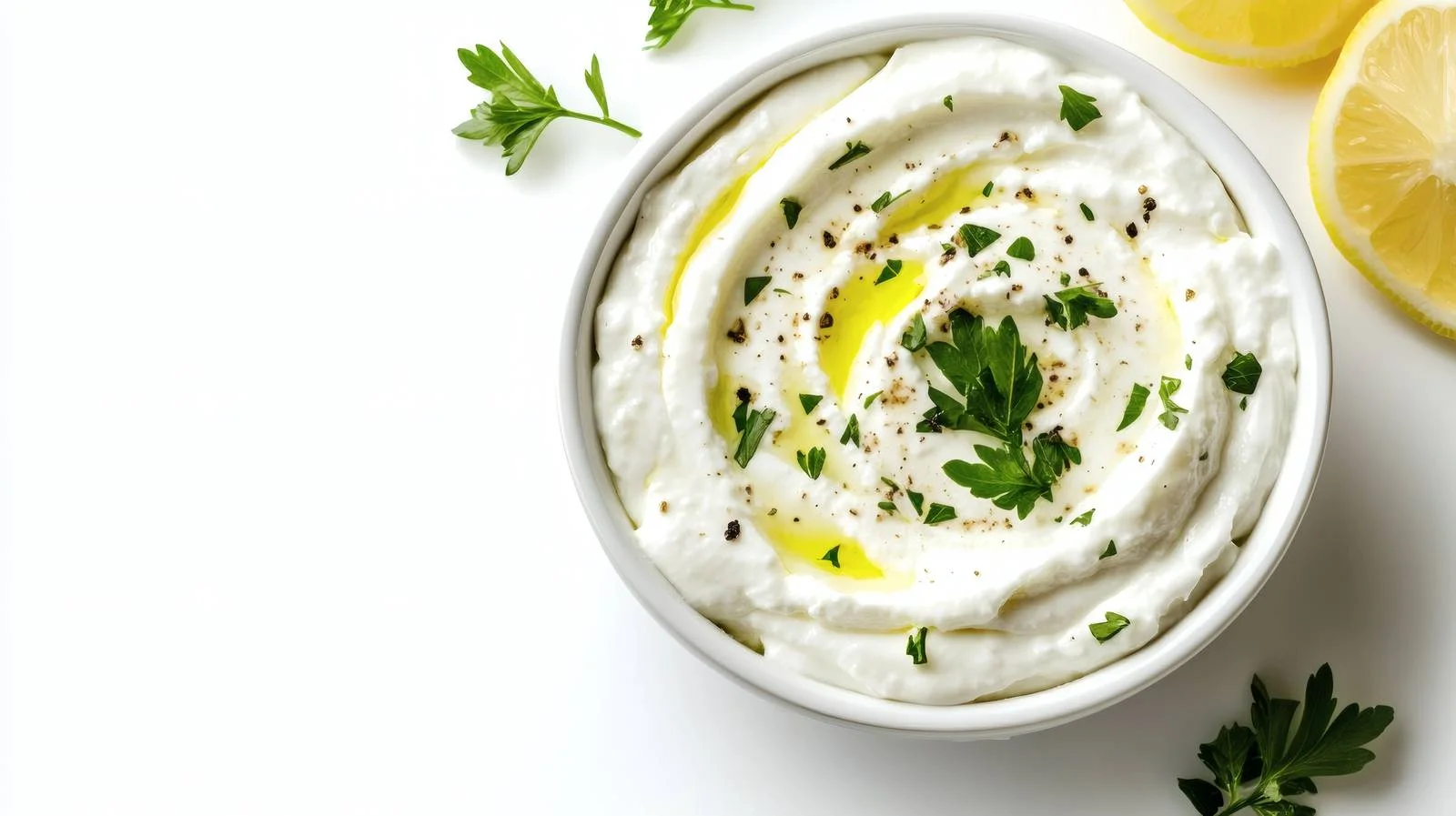 Creamy Labneh Cheese Dip on White Background — free download from Dotvec