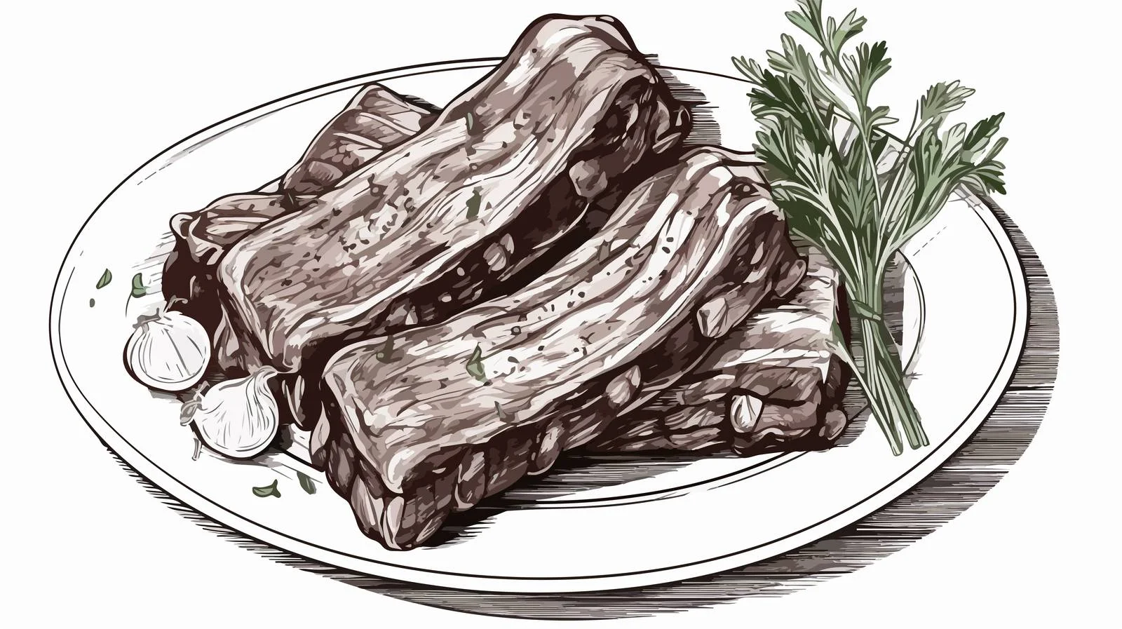 Hand-Drawn Lamb Ribs Sketch in Latin America — free download from Dotvec