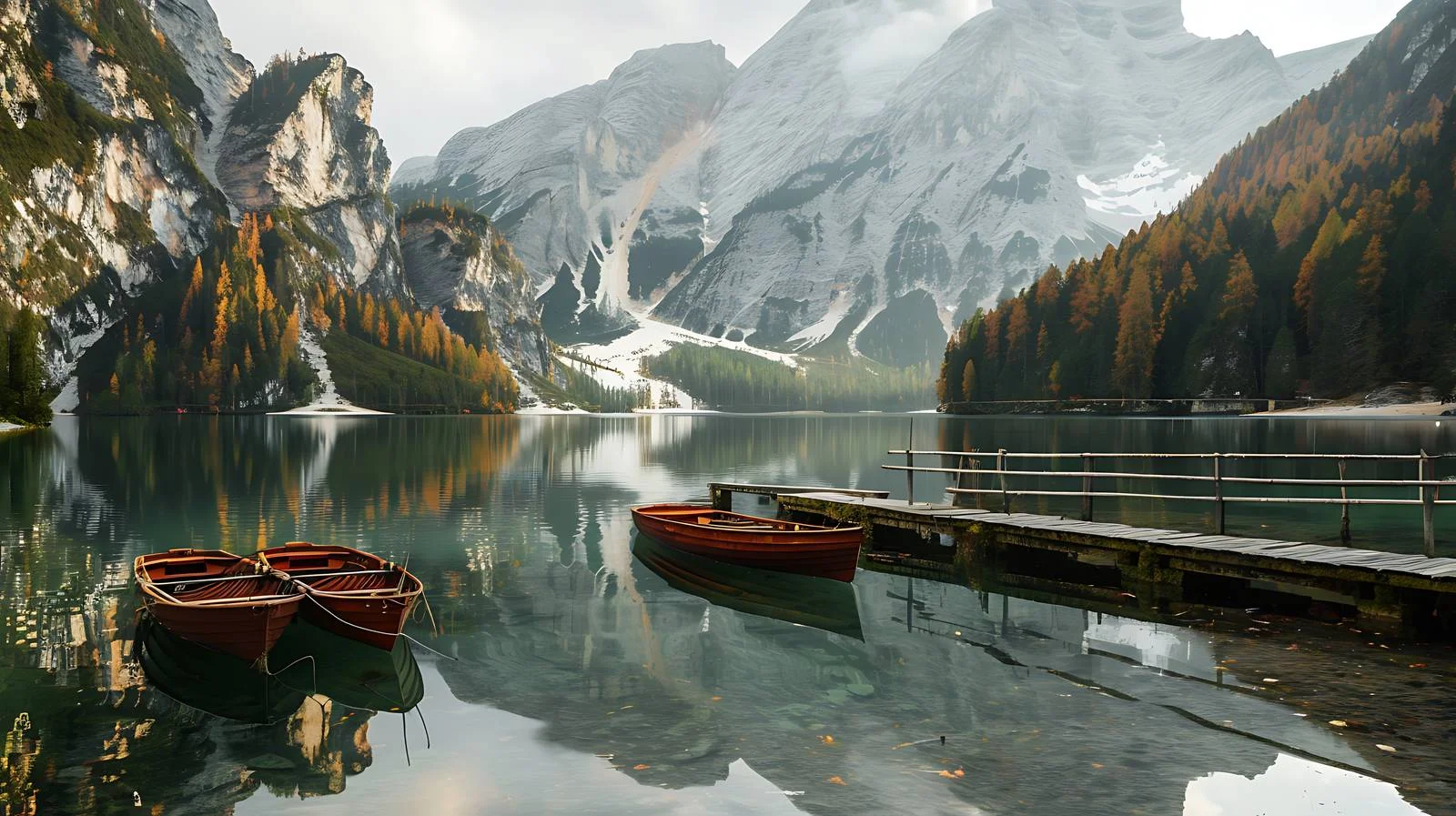 Serene Lago di Braies Amid Dolomite Peaks — free download from Dotvec