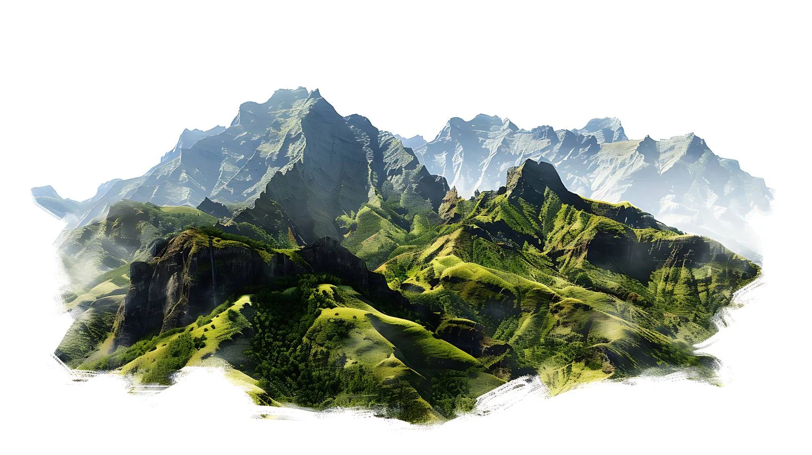 Serene Madeira Mountain Landscape Isolated White — free download from Dotvec