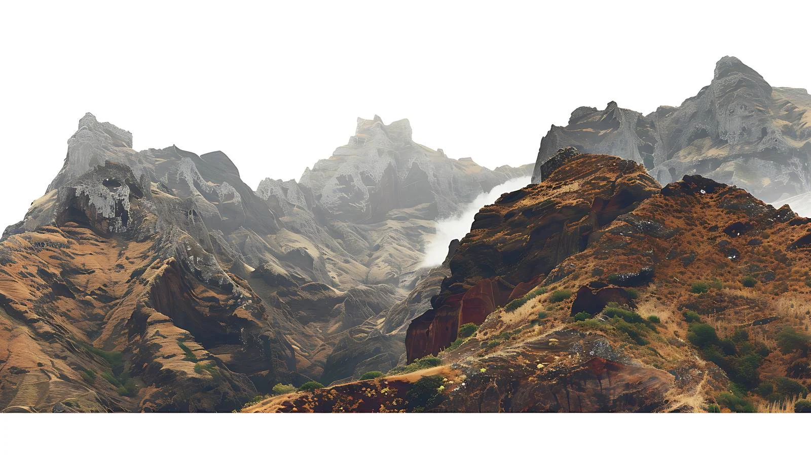 Picturesque Madeira Island Mountains on White Background — free download from Dotvec