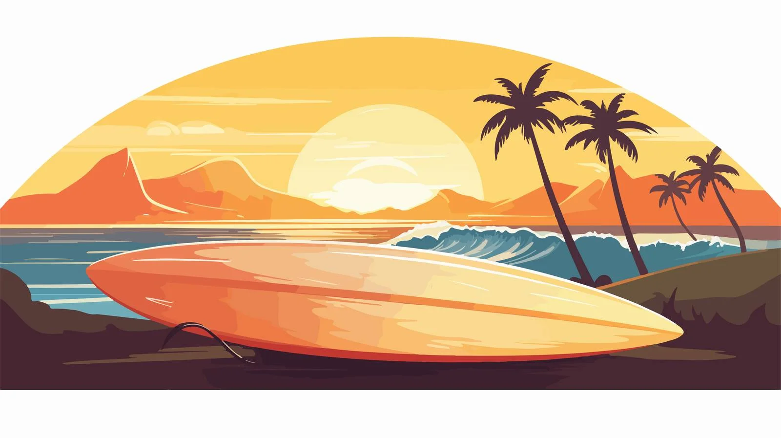 Serene Coastal Surfboard Scene — free download from Dotvec