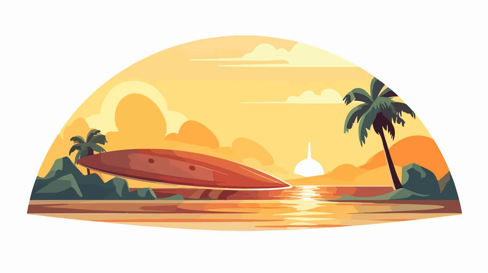 Tropical Surfer Beach Scene — free download from Dotvec