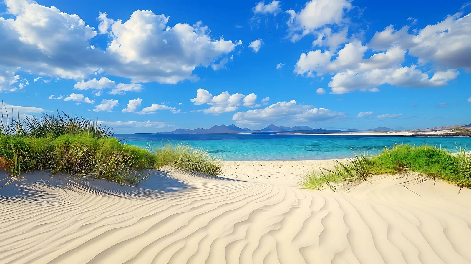 Tranquil Lanzarote Island Scene with Blue Sky — free download from Dotvec