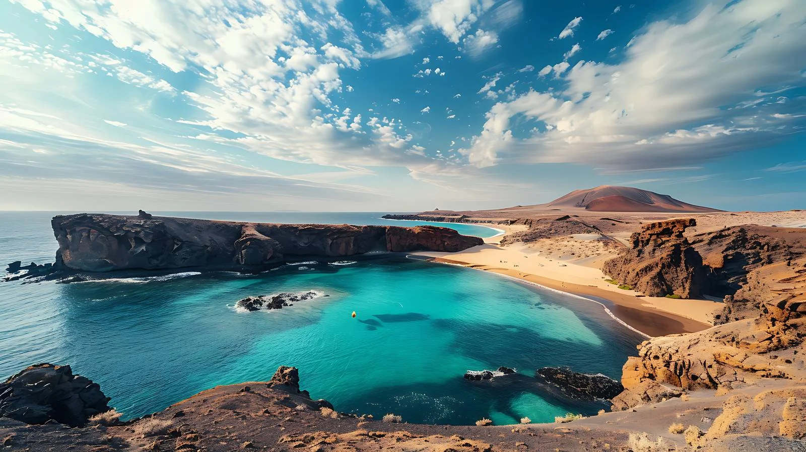 Serene Lanzarote Island Beach Landscape Under Blue Sky — free download from Dotvec