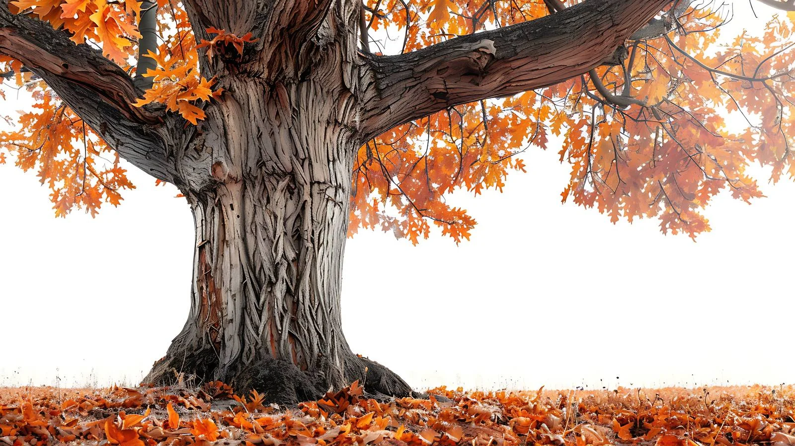 Majestic oak tree trunk in autumn forest — free download from Dotvec