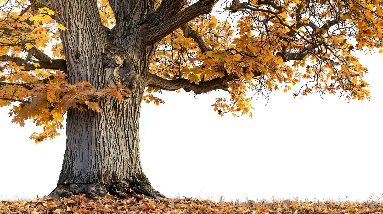 Autumn Oak Tree Trunk in Forest Clearing — free download from Dotvec