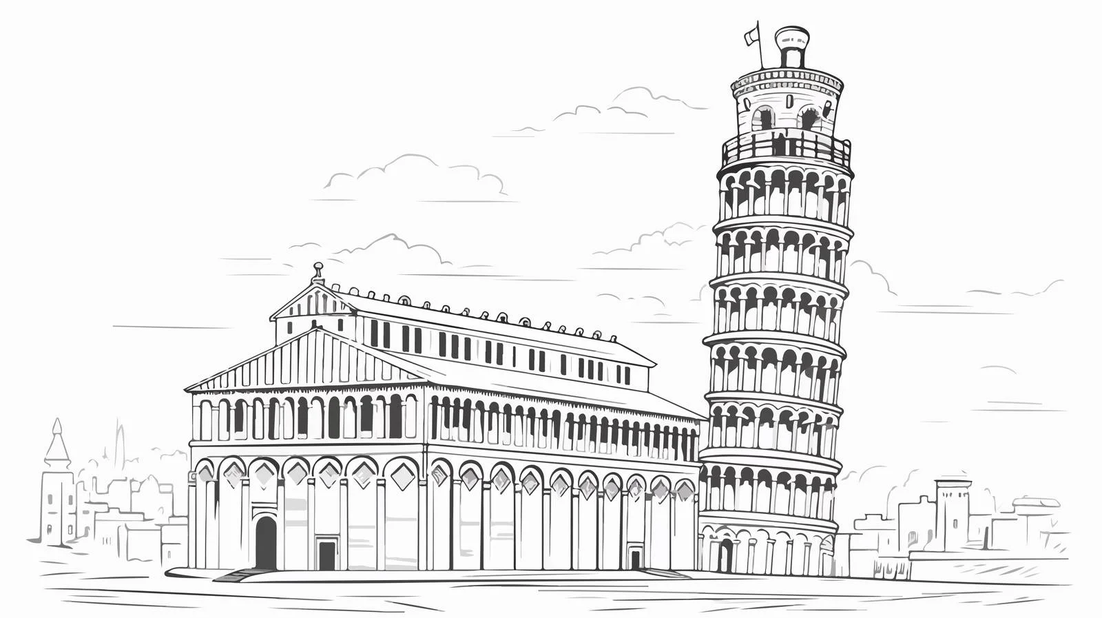 Pisa Tower Abstract Sketch Illustration — free download from Dotvec