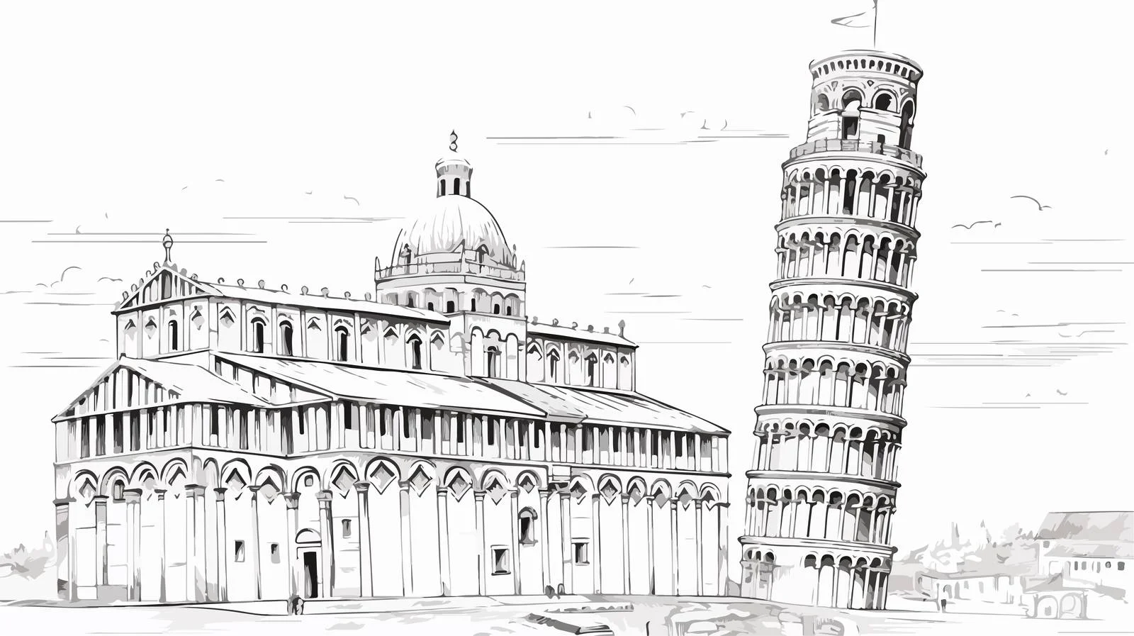 Abstract Leaning Tower of Pisa Sketch — free download from Dotvec