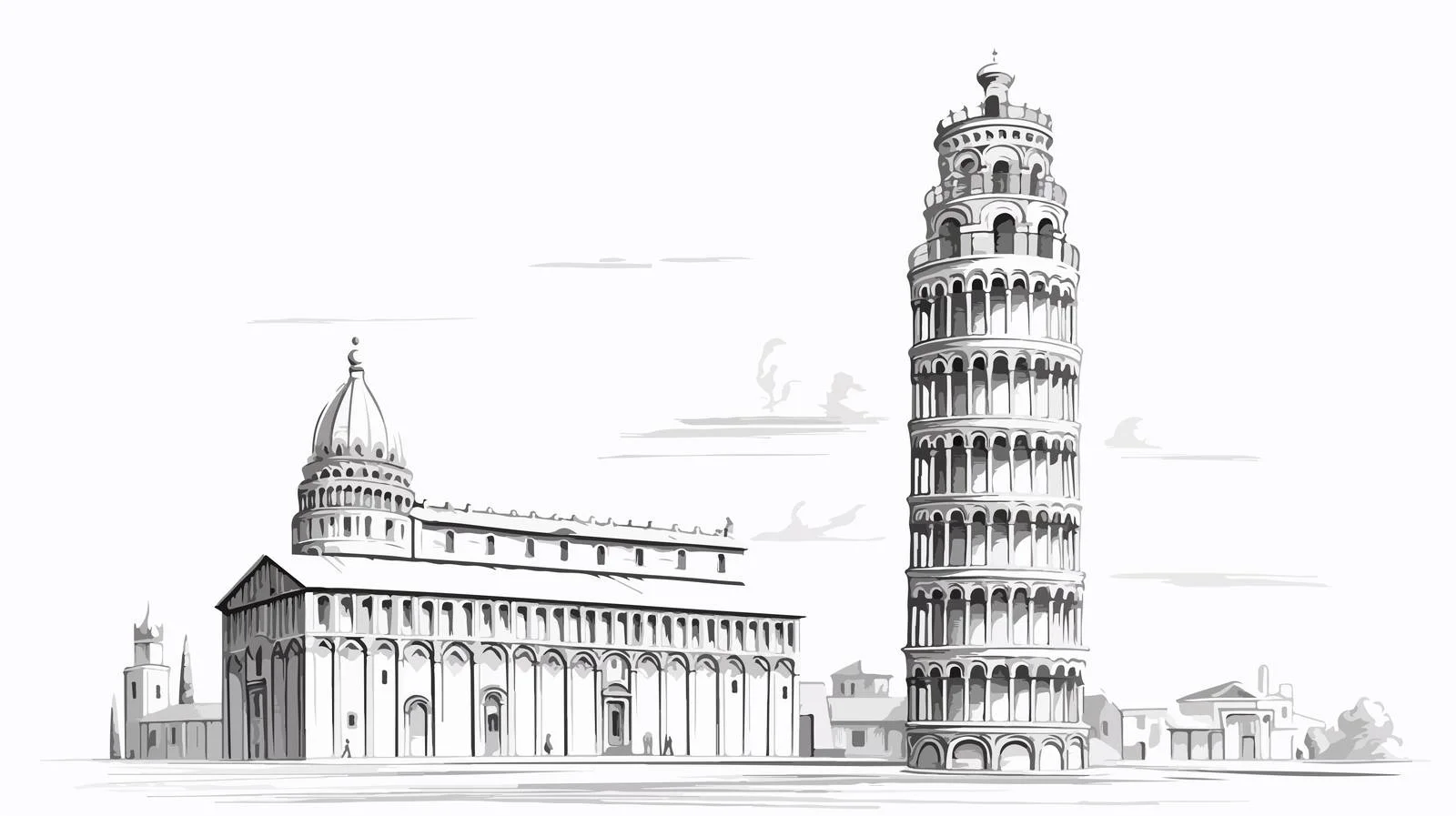 Pisa Tower Abstract Vector Sketch — free download from Dotvec