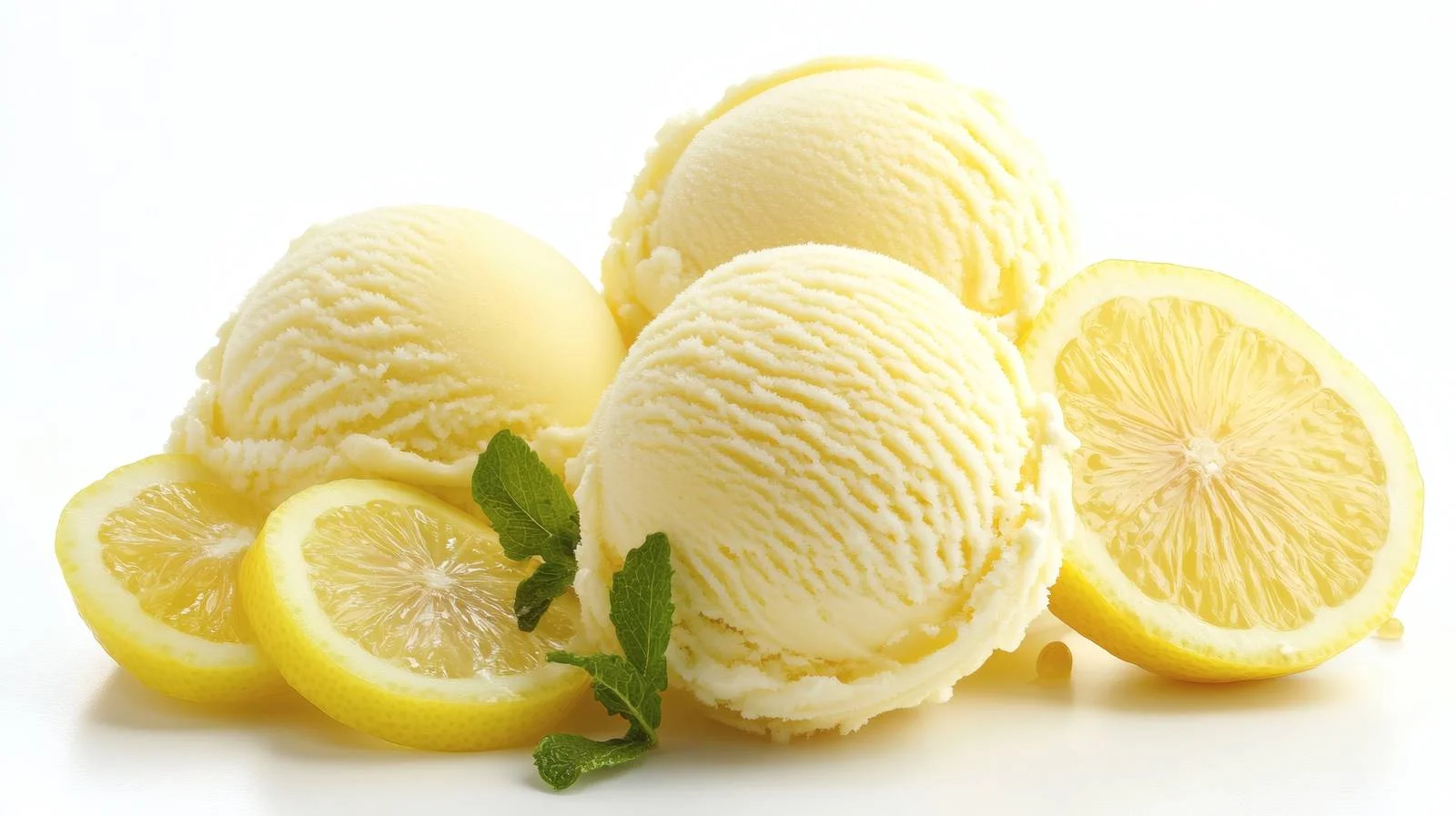 Refreshing Lemon Ice Cream with Slices — free download from Dotvec