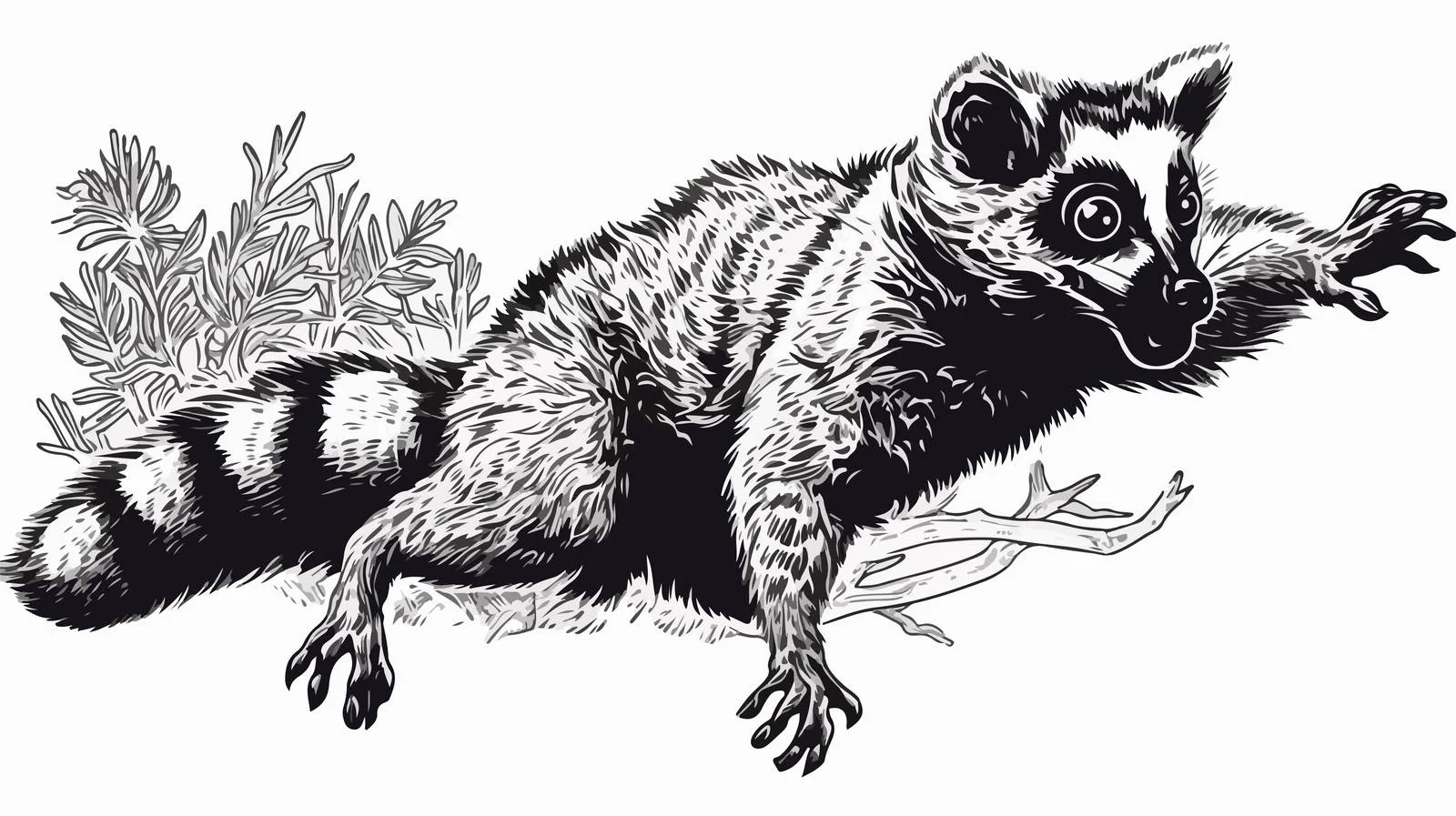 Lemur Jumping Hand-Drawn Illustration Madagascar — free download from Dotvec