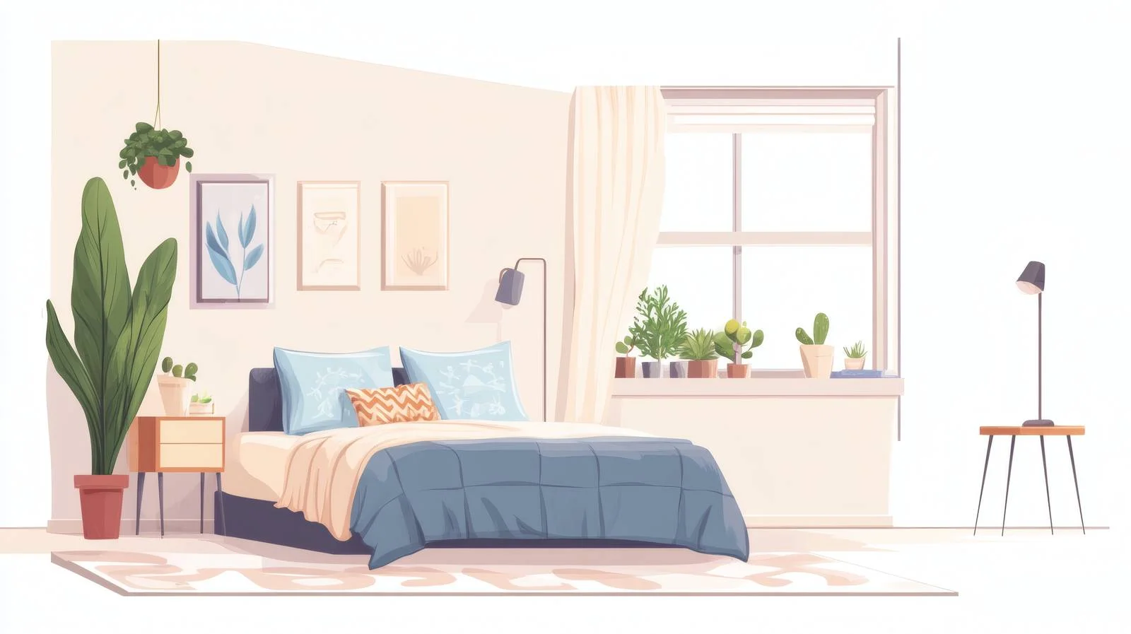 Serene bedroom interior on white background — free download from Dotvec
