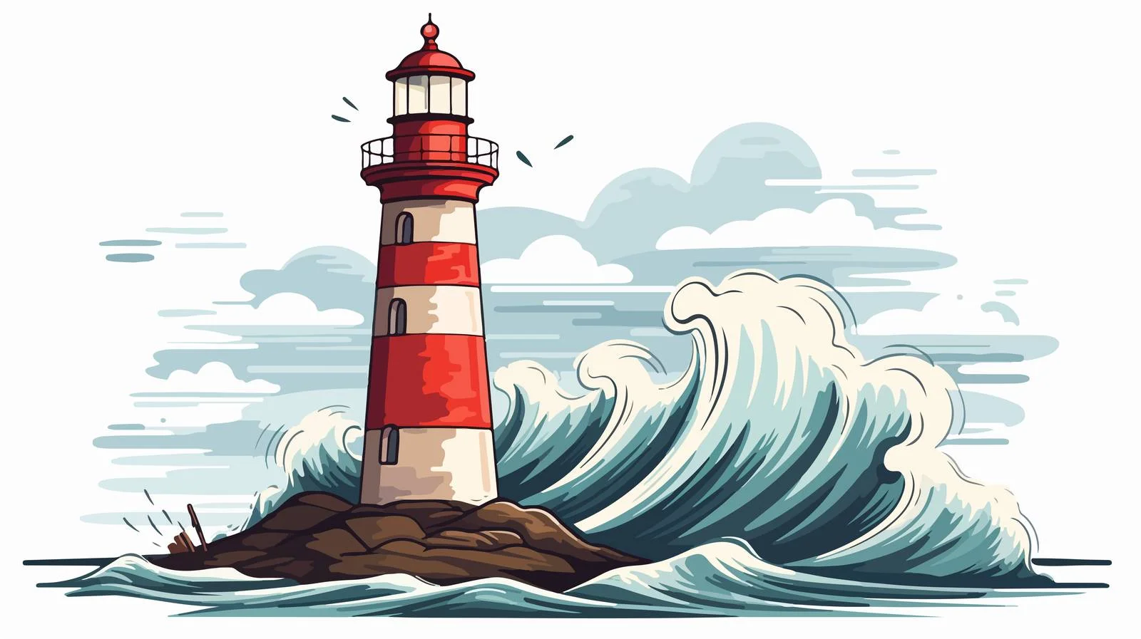 Coastal Lighthouse Doodle Illustration — free download from Dotvec