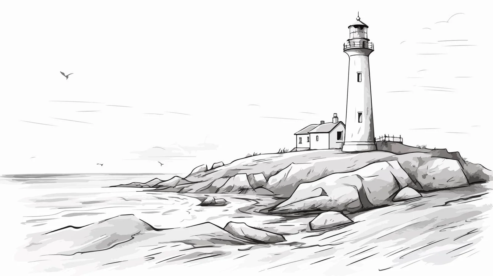 Seaside Lighthouse Sketch Vector Illustration — free download from Dotvec