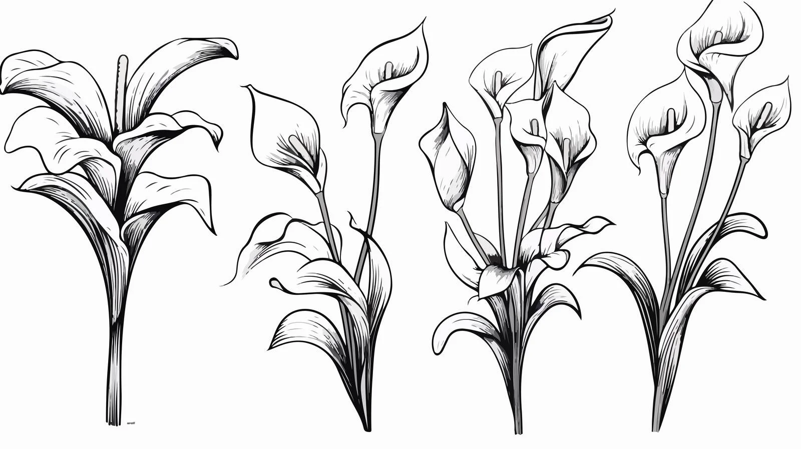 Hand-Drawn Lilies Calla Doodle Sketch Set — free download from Dotvec