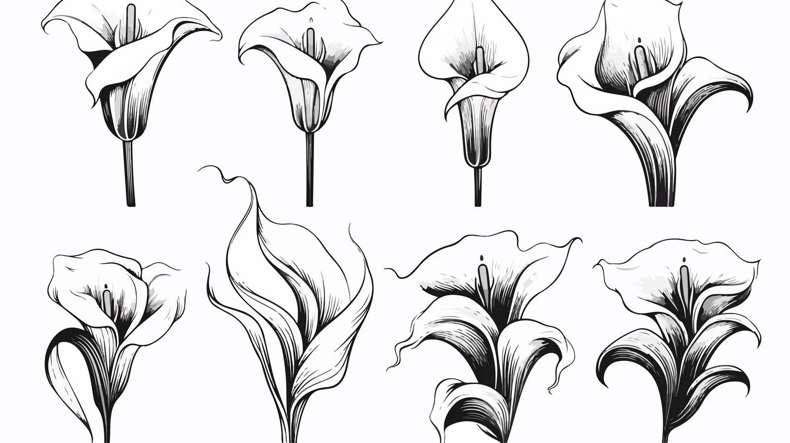Doodle Calla Lily Sketch Set — free download from Dotvec