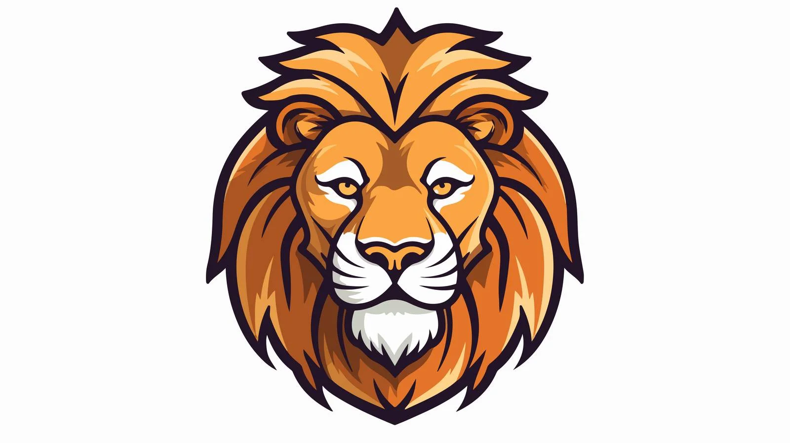 Lion Head Cartoon Label Vector Illustration — free download from Dotvec