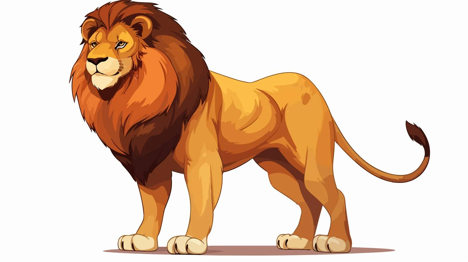 Cartoon Lion Standing Portrait Vector Illustration — free download from Dotvec