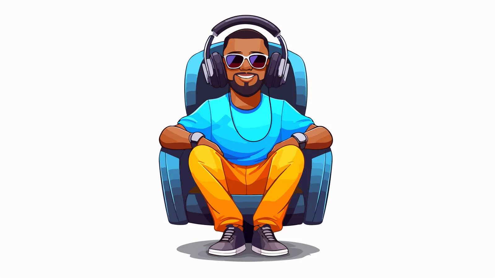 Cartoon Character Listening Music on Chair — free download from Dotvec