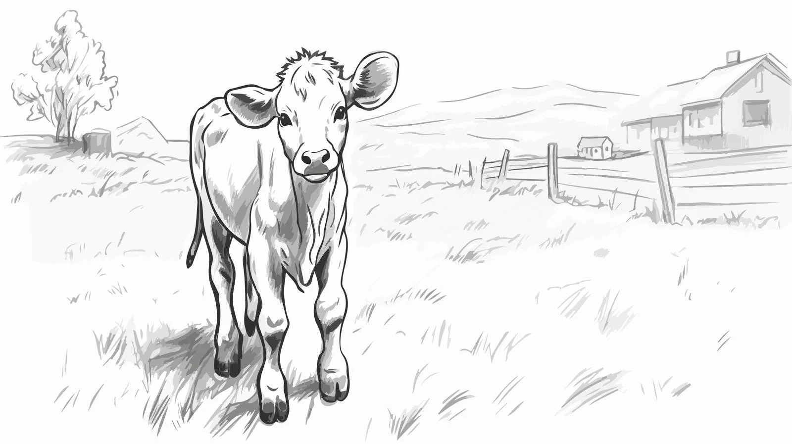 Farm Animal Calf Sketch Vector Illustration — free download from Dotvec