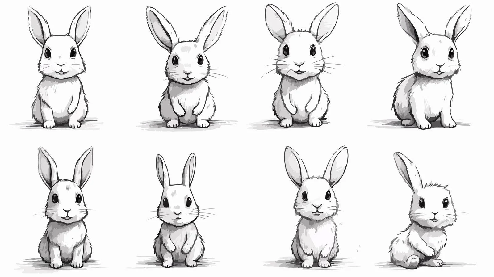 Hand-Drawn Bunny Sketches Set — free download from Dotvec