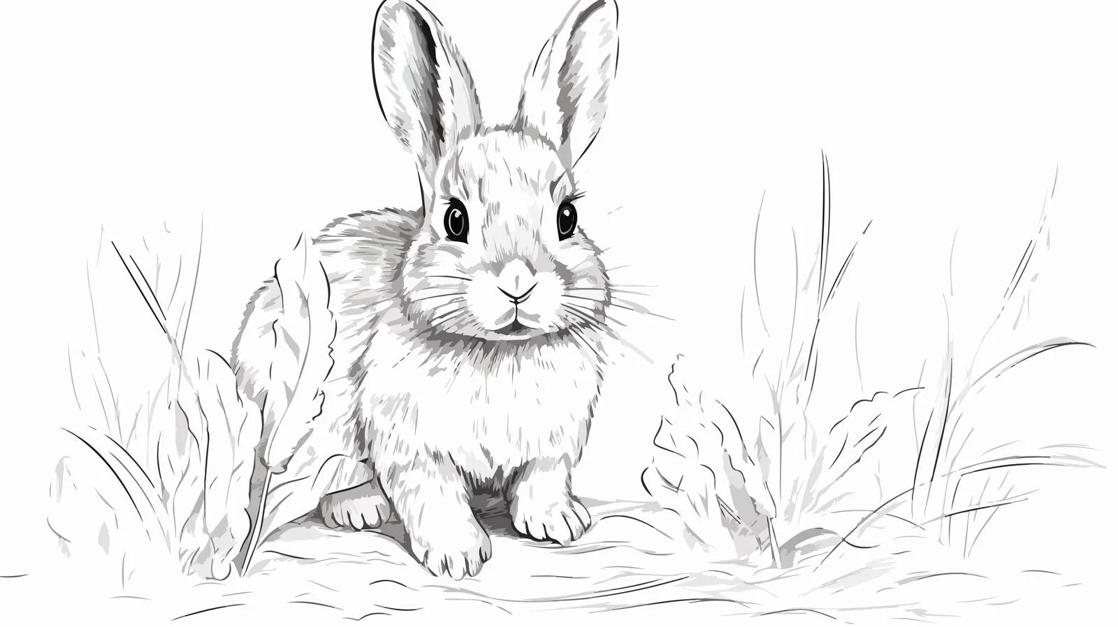 Hand-Drawn Rabbit Cub Sketch — free download from Dotvec