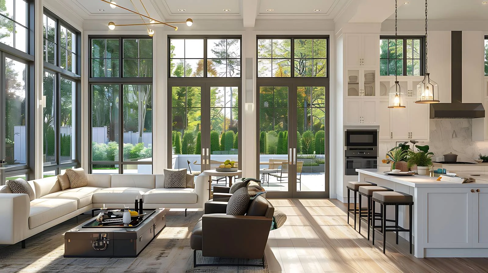 Luxurious Living and Kitchen Interior Design – free furnished image from Dotvec