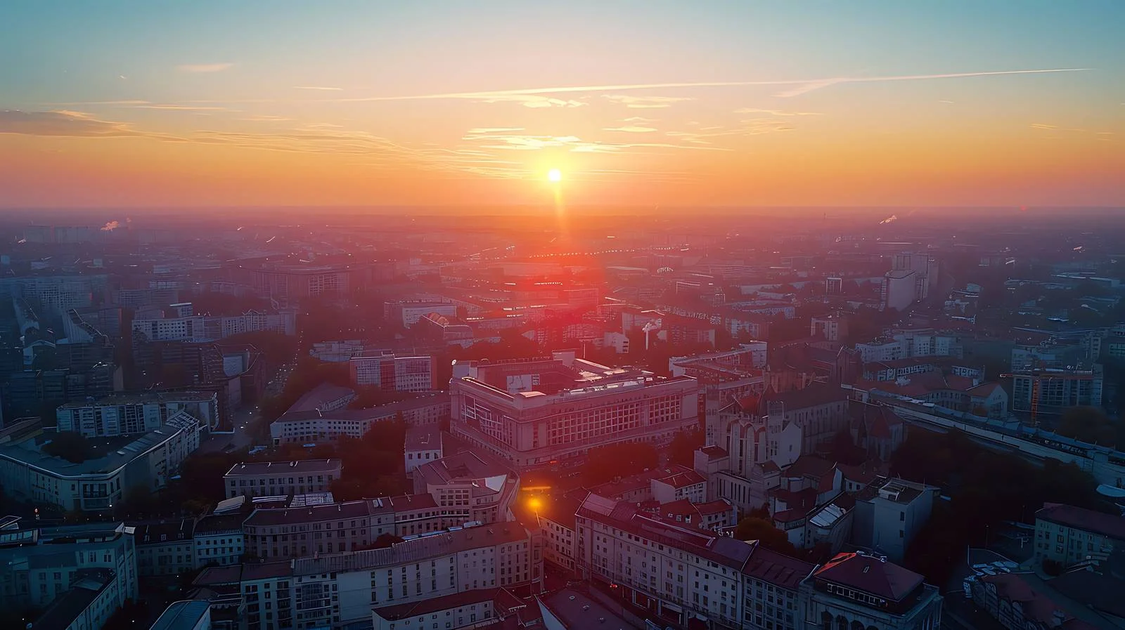 Panoramic Sunset View of Lodz City, Poland — free download from Dotvec
