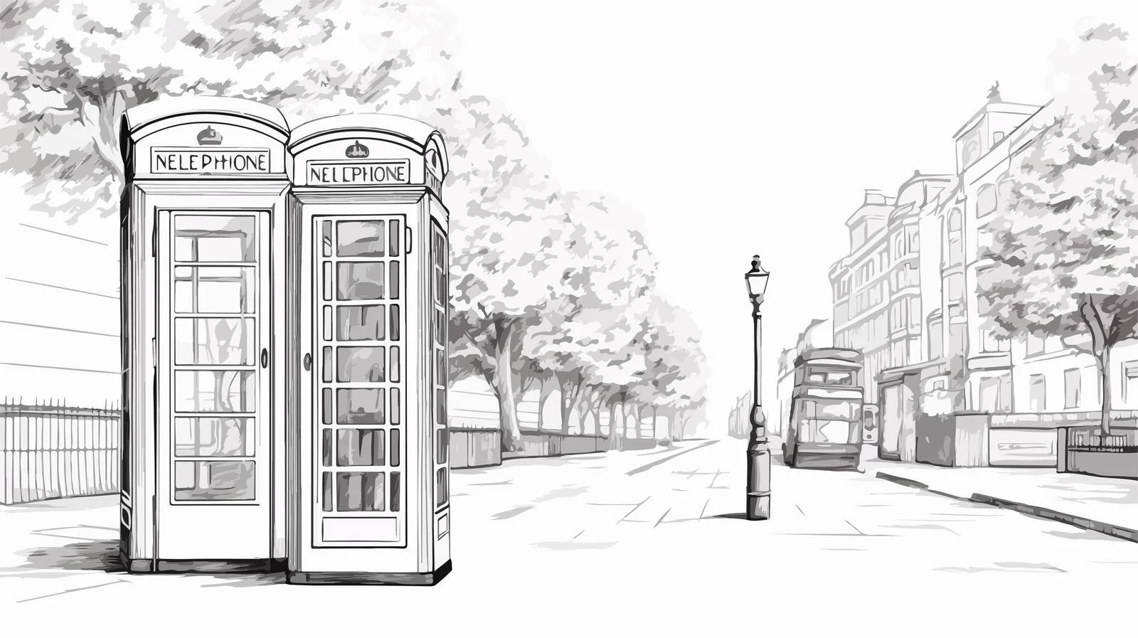 London Pay Phone Sketch Illustration — free download from Dotvec