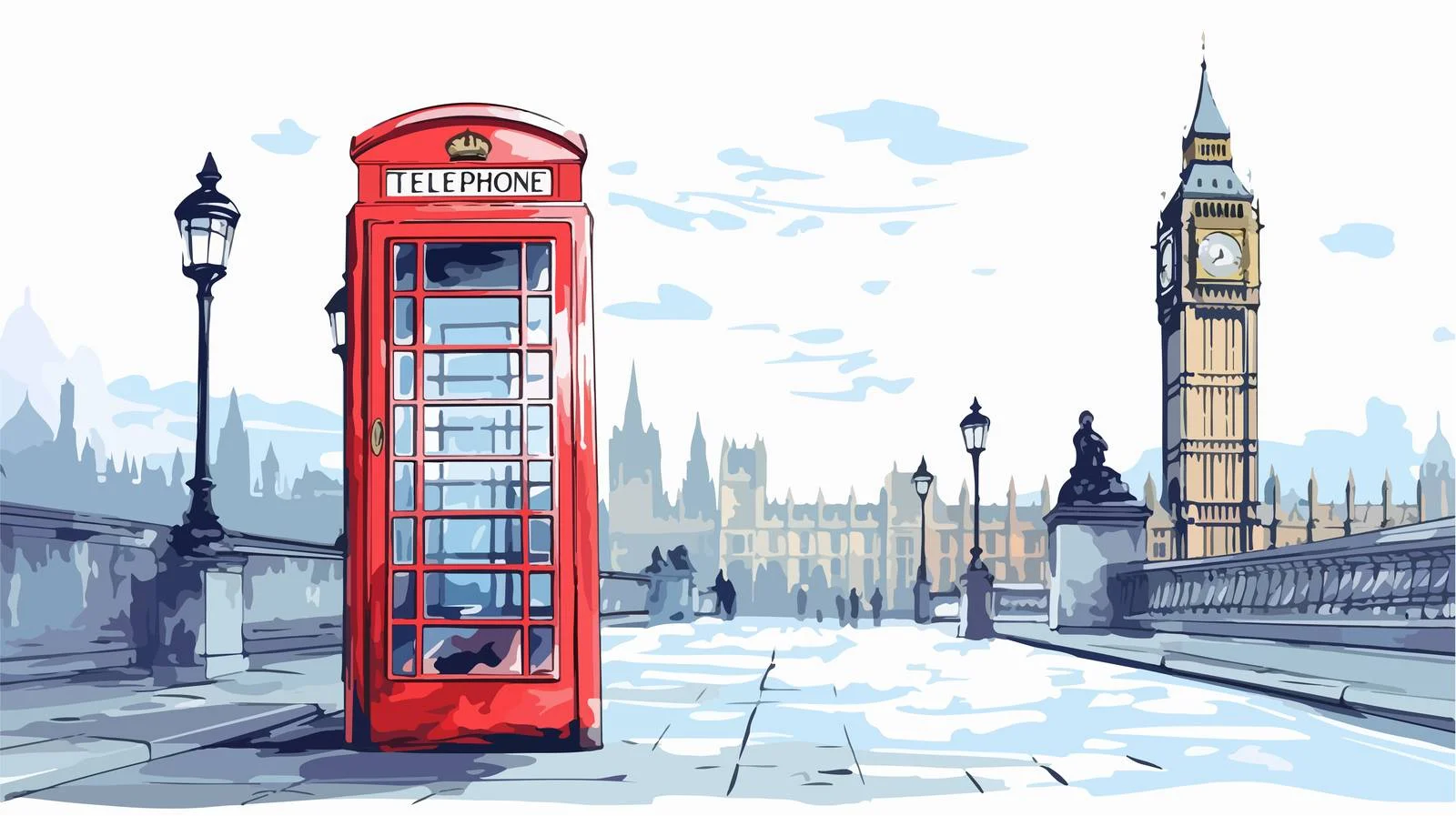 London Pay Phone Sketch Illustration — free download from Dotvec