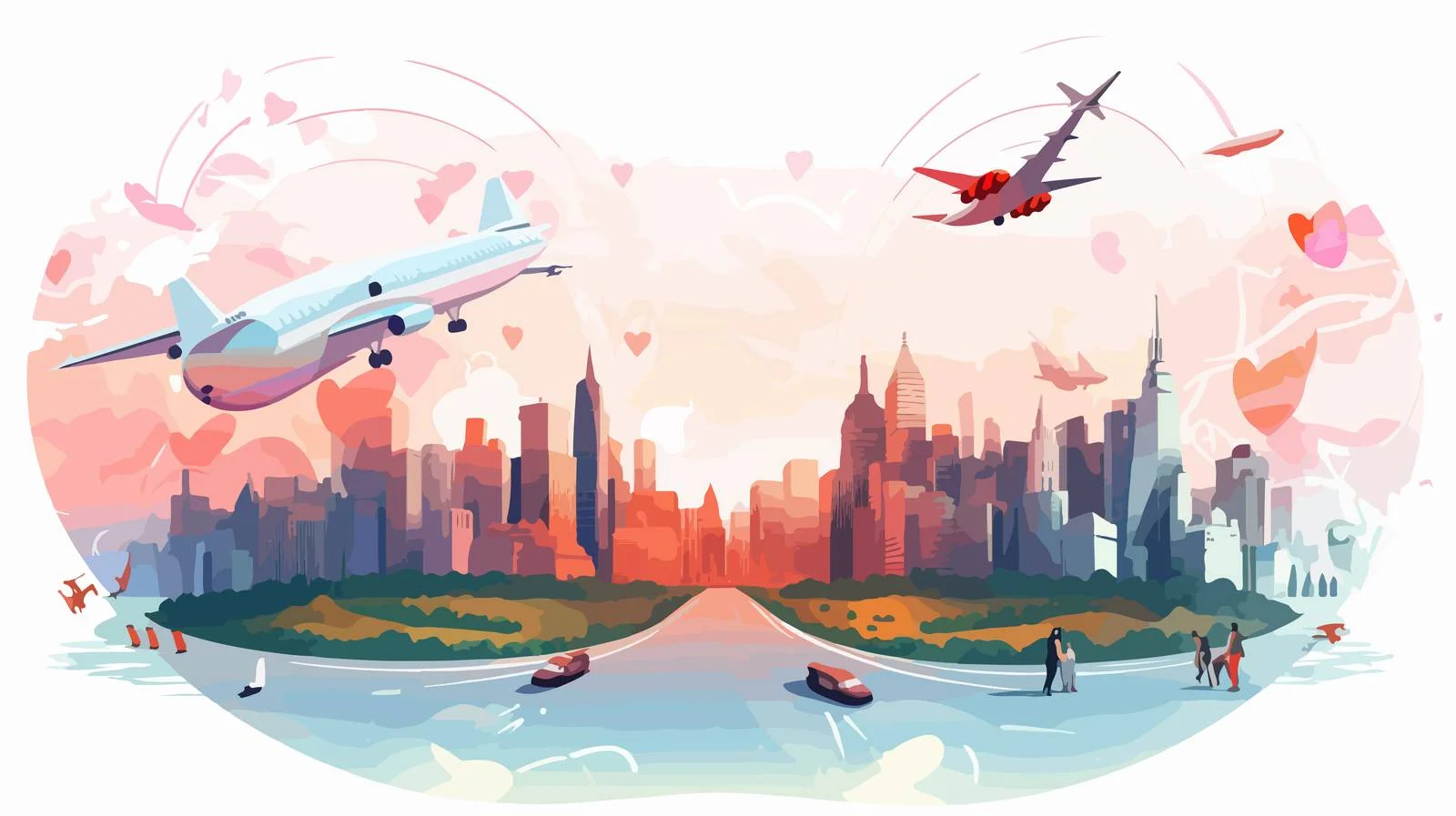 Romantic Plane Routes Exploration — free download from Dotvec