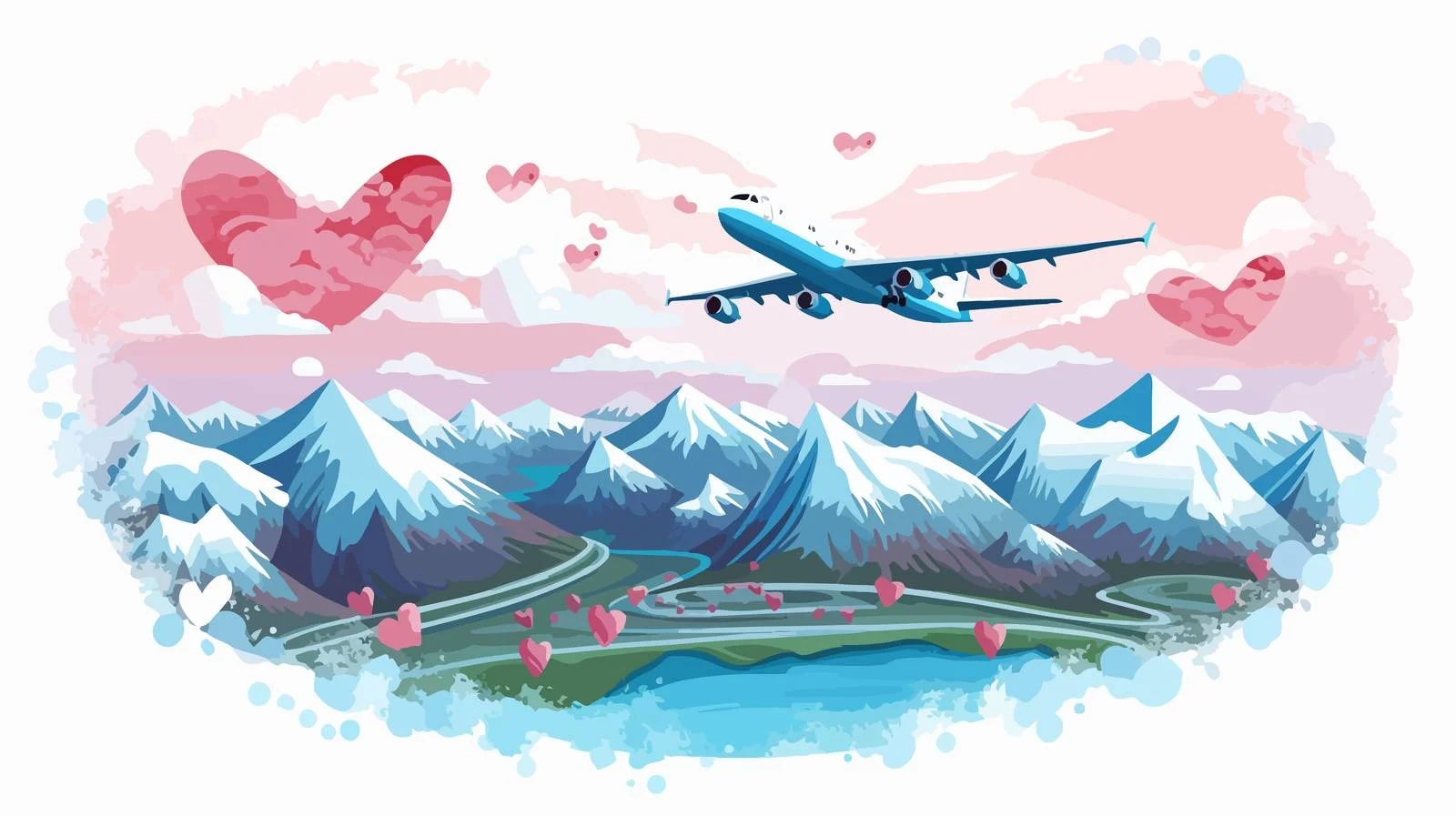 Romantic Plane Routes Overview — free download from Dotvec