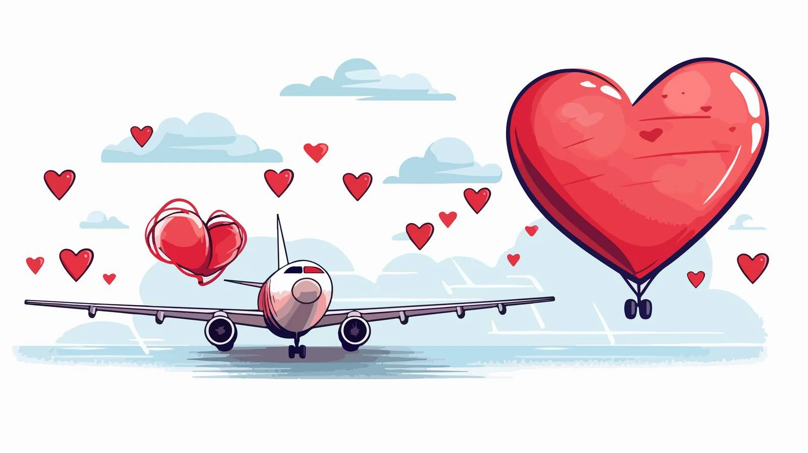 Romantic Plane Journey Over Heart Line — free download from Dotvec