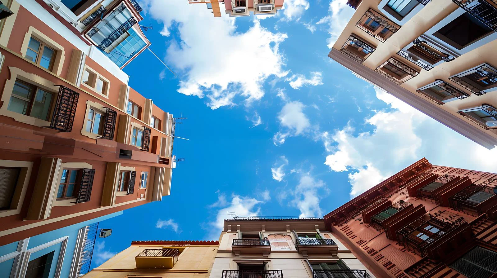 Urban skyscrapers under clear blue sky — free download from Dotvec