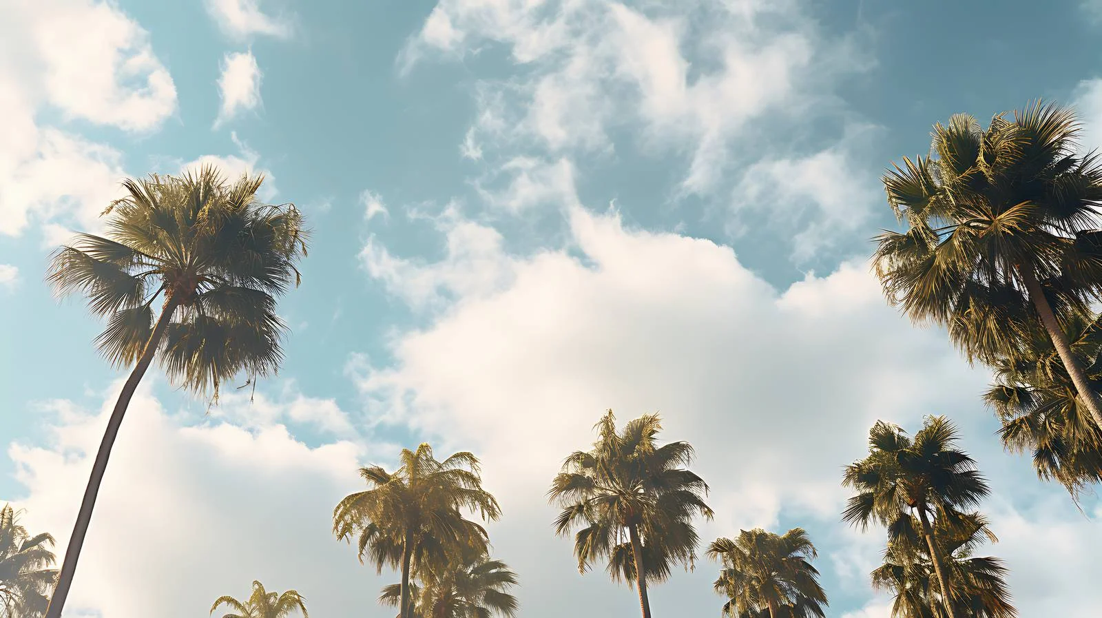 Tropical palm trees under overcast sky — free download from Dotvec