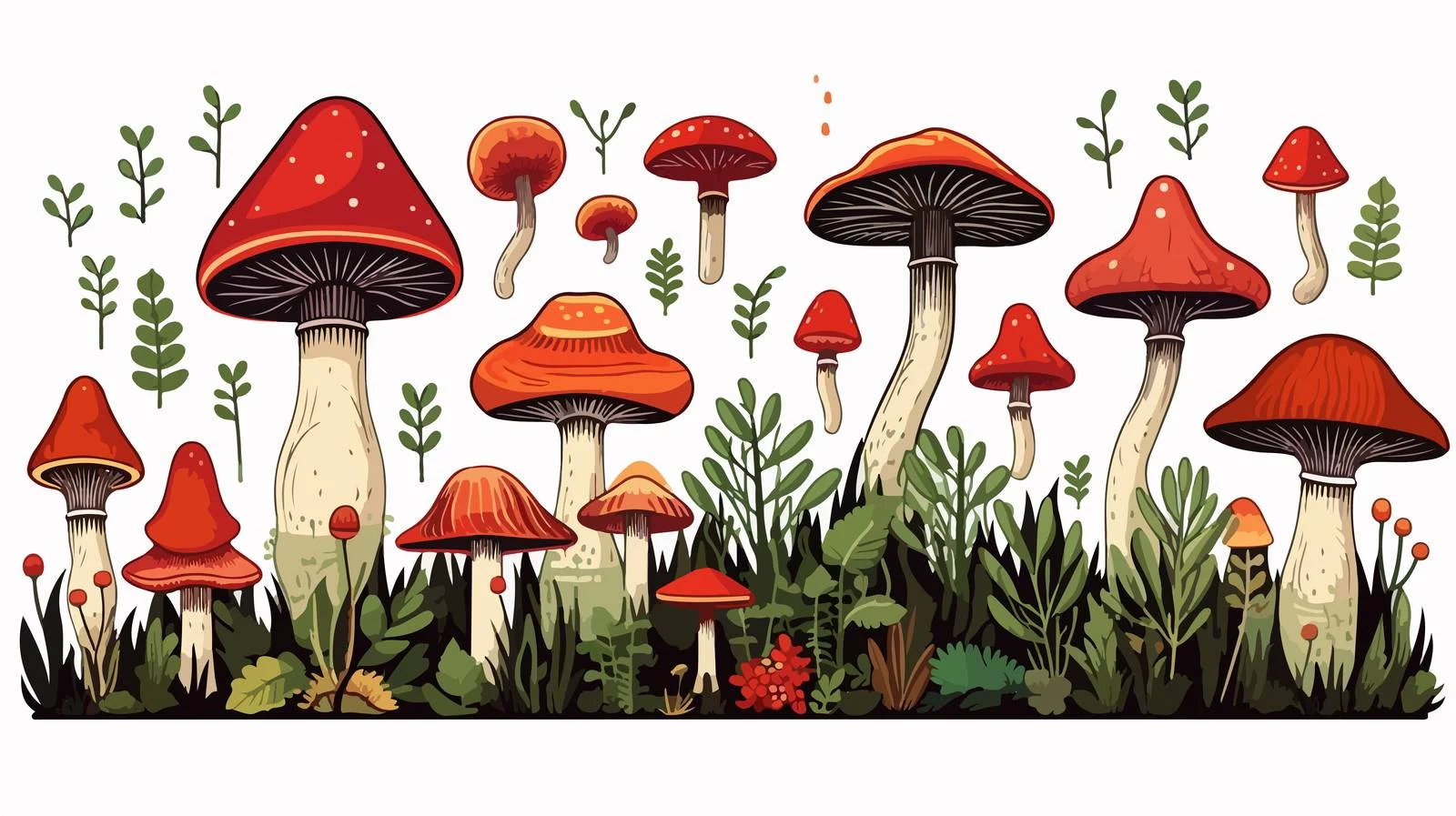 Hand-Drawn Vector Magic Mushroom Illustration — free download from Dotvec