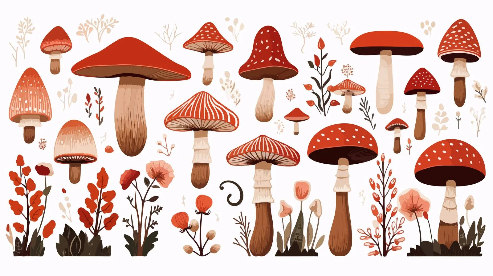 Hand-Drawn Magic Mushroom Vector Illustration — free download from Dotvec