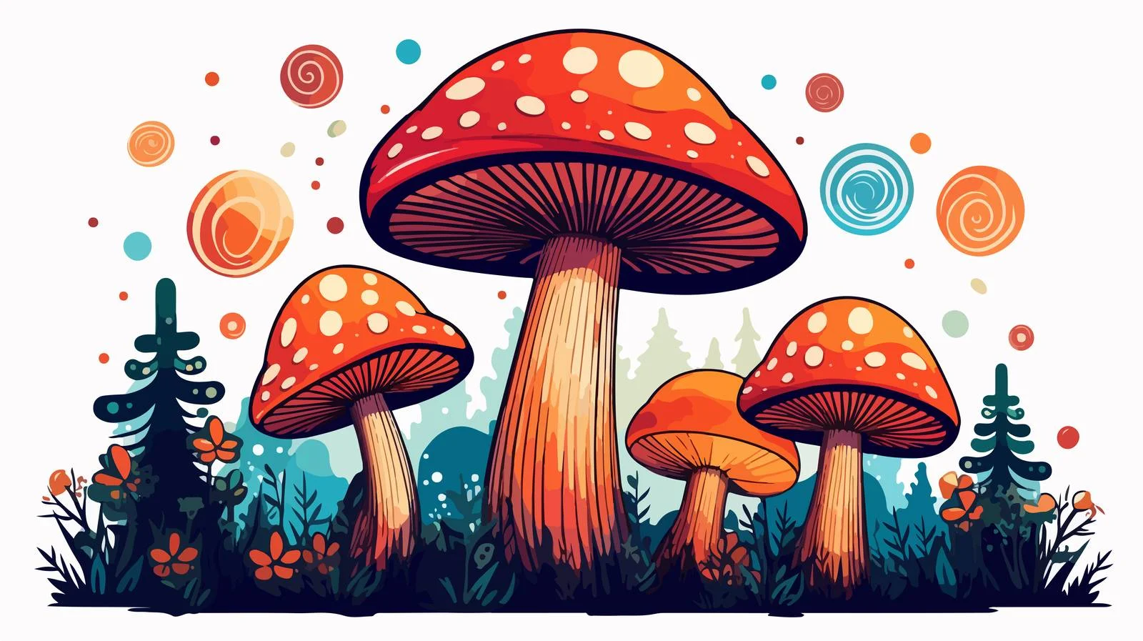 Hand-drawn Magic Mushroom Vector Illustration — free download from Dotvec