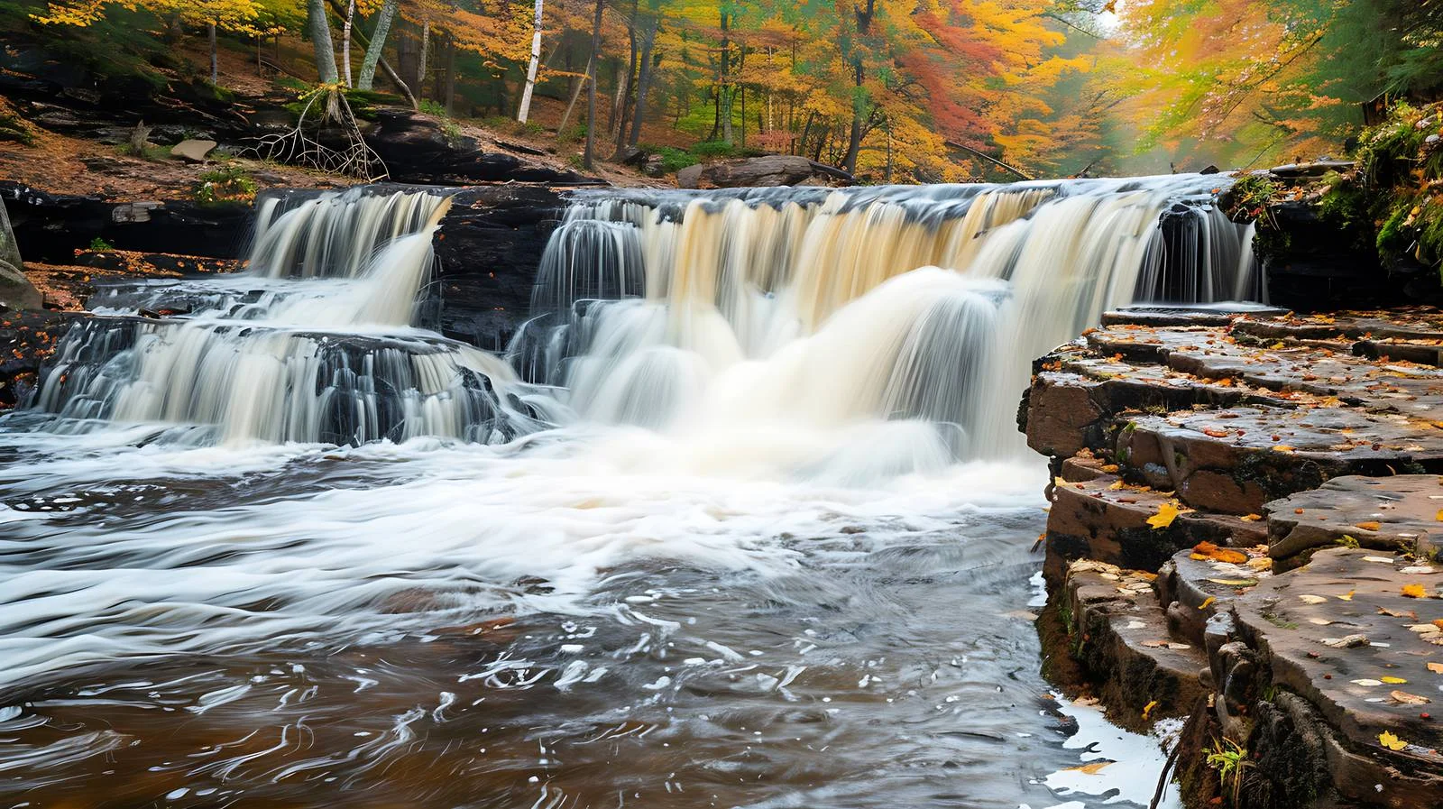 Scenic Manabezho Falls Amongst Lush Surroundings — free download from Dotvec